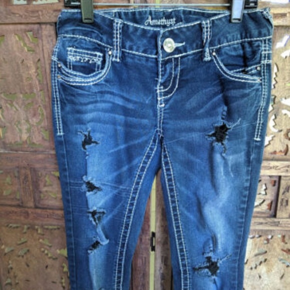 Amethyst Juniors Skinny Jeans Size 1 Dark Wash - Picture 1 of 4